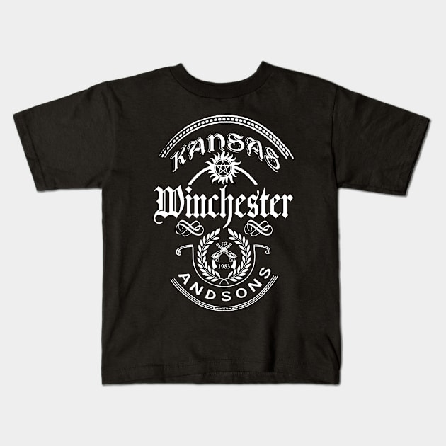 Winchester And Sons (white version) Kids T-Shirt by kurticide